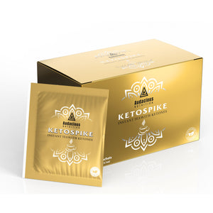 Ketospike Instant Tea with BHB ketones, golden box and sachet